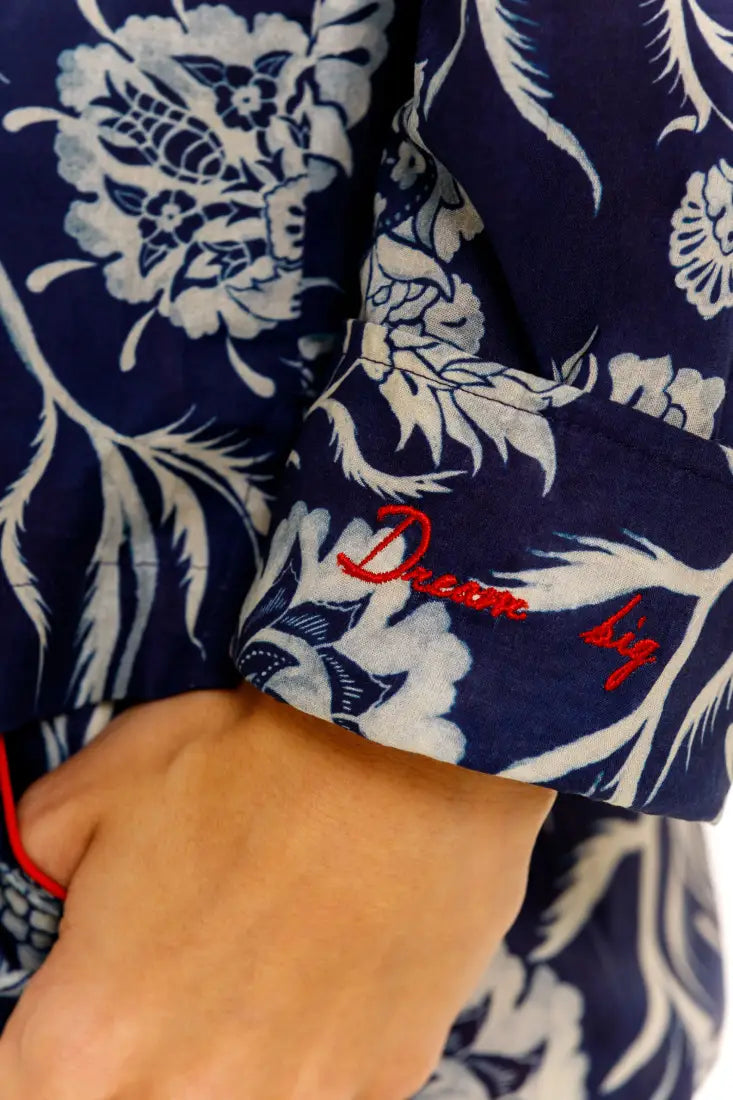 The Lazy Poet EMMA CLAIRE BLUE LONG PAJAMA SET, S