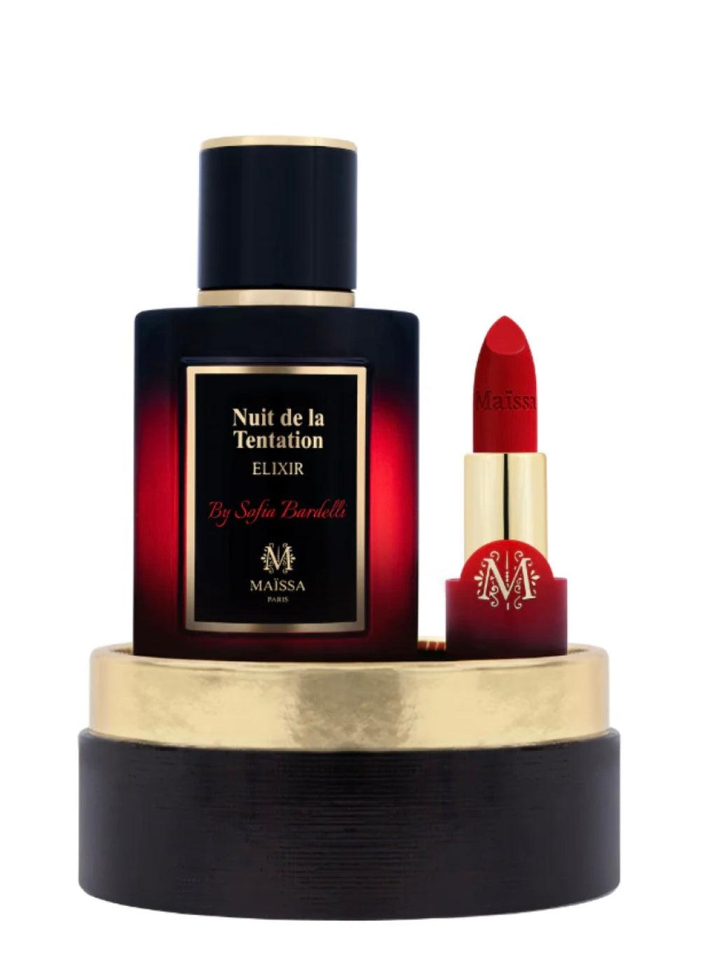 Maissa Paris Nuit de La Tentation elixir 100ml with lipstick - SAMPLE SALE LONDON 