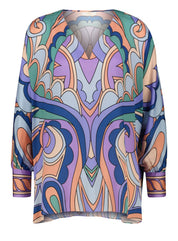 IVI Collection | Women's tunic blouse in stretch silk GARDEN OF SPELLS
