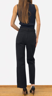 Casasola High Rise Cropped Straight Leg Jeans Black