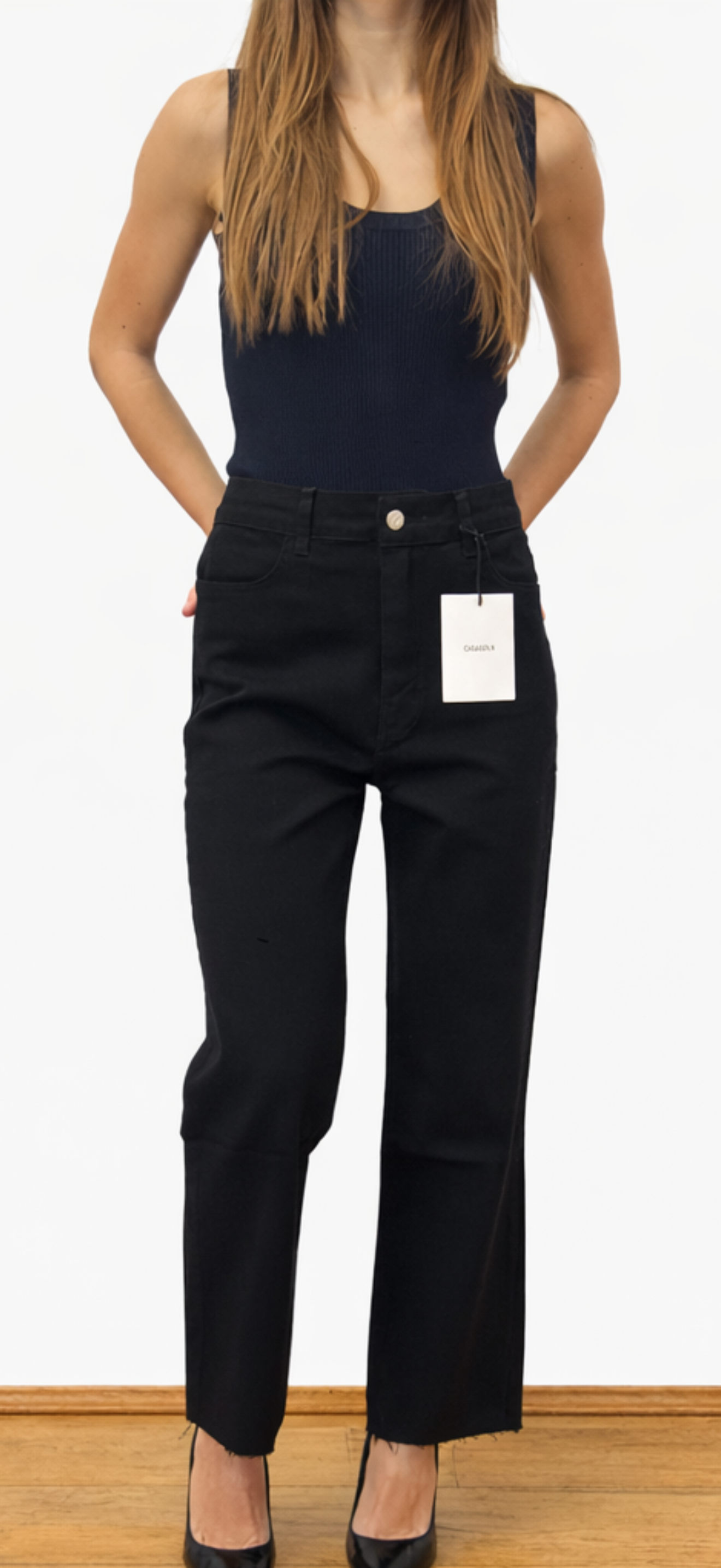 Casasola High Rise Cropped Straight Leg Jeans Black