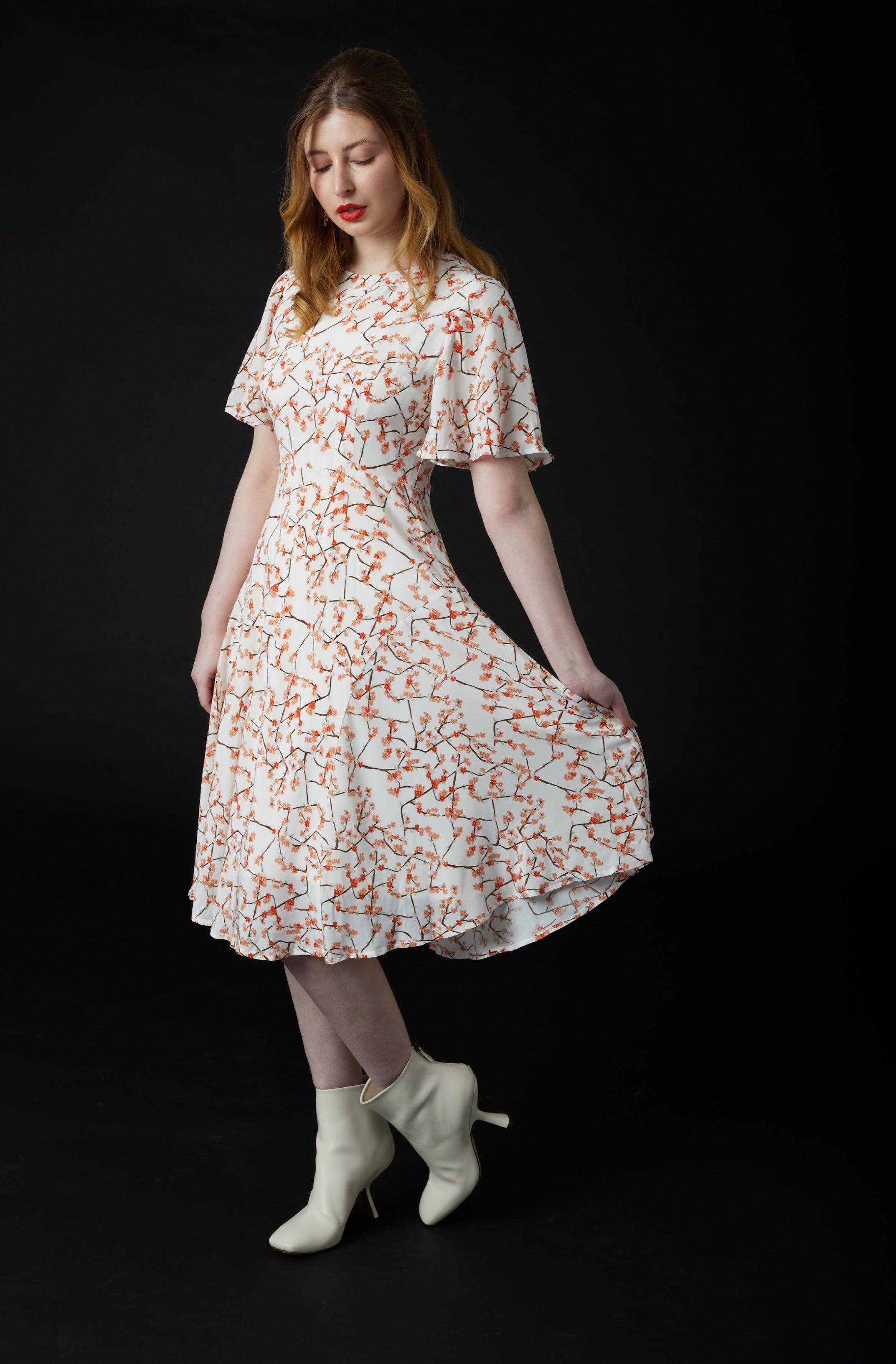 SKYLENCE - Plum Blossom Tea Dress (Crepe de Chine)