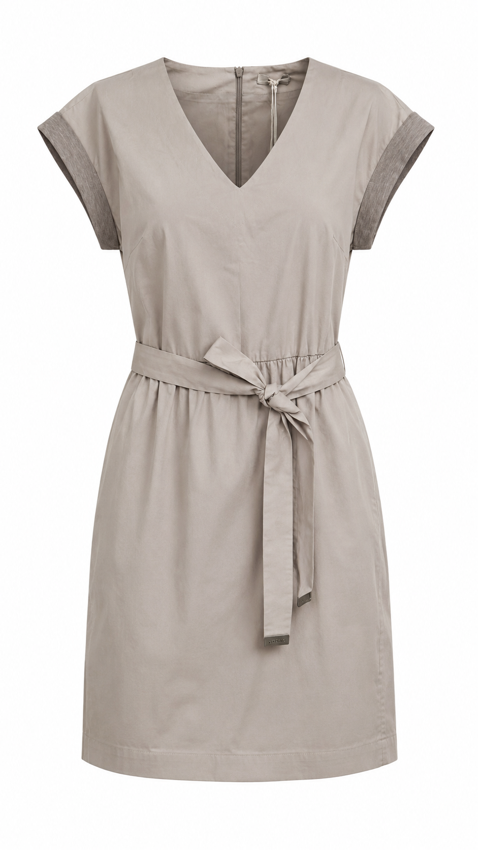 Peserico V-neck belted-waist midi dress IT42/UK10