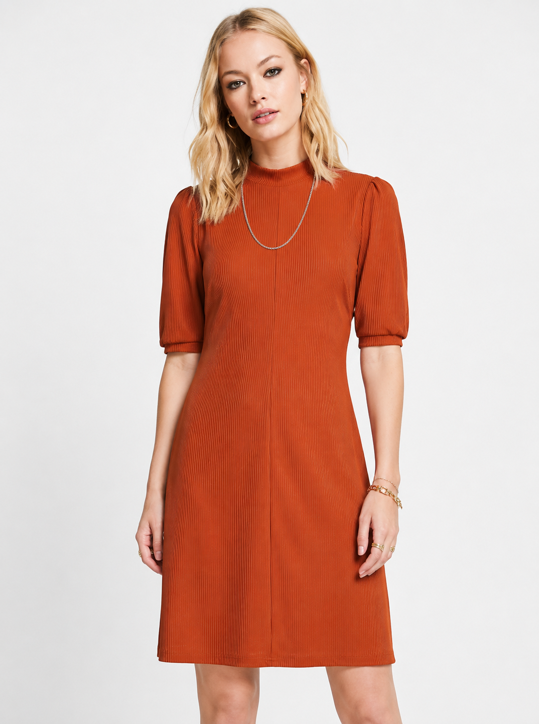Closet London high neck a line mini dress in rust UK10
