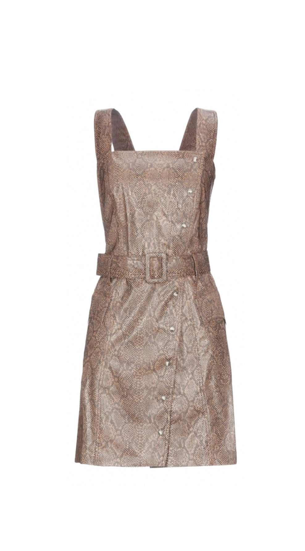 Nanush­ka Lorena Vinyl Brown Snake-Print Short Dress L