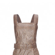 Nanush­ka Lorena Vinyl Brown Snake-Print Short Dress L
