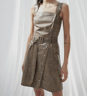 Nanush­ka Lorena Vinyl Brown Snake-Print Short Dress L