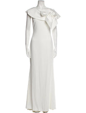 Badgley Mischka Off-Shoulder Bow Applique Gown UK6