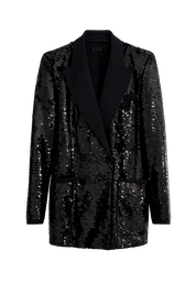 DUNDAS Faille-trimmed sequined stretch-tulle blazer