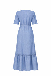 Linen Maxi Wrap Dress - Size S