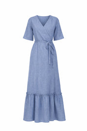 Linen Maxi Wrap Dress - Size S