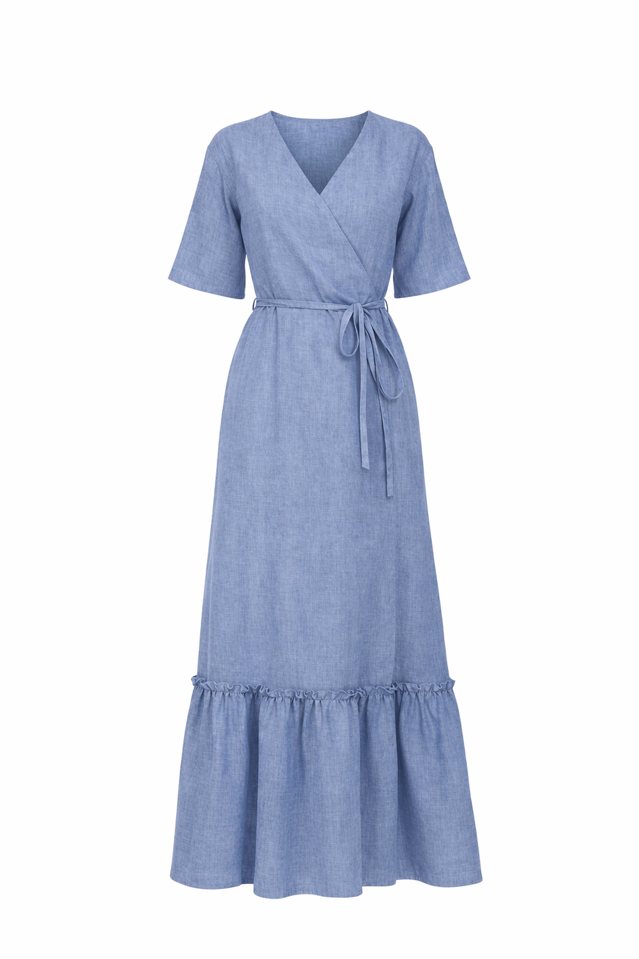 Linen Maxi Wrap Dress - Size S