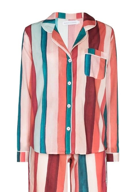 Desmond & Dempsey - MEDINA Stripe Pyjama Shirt