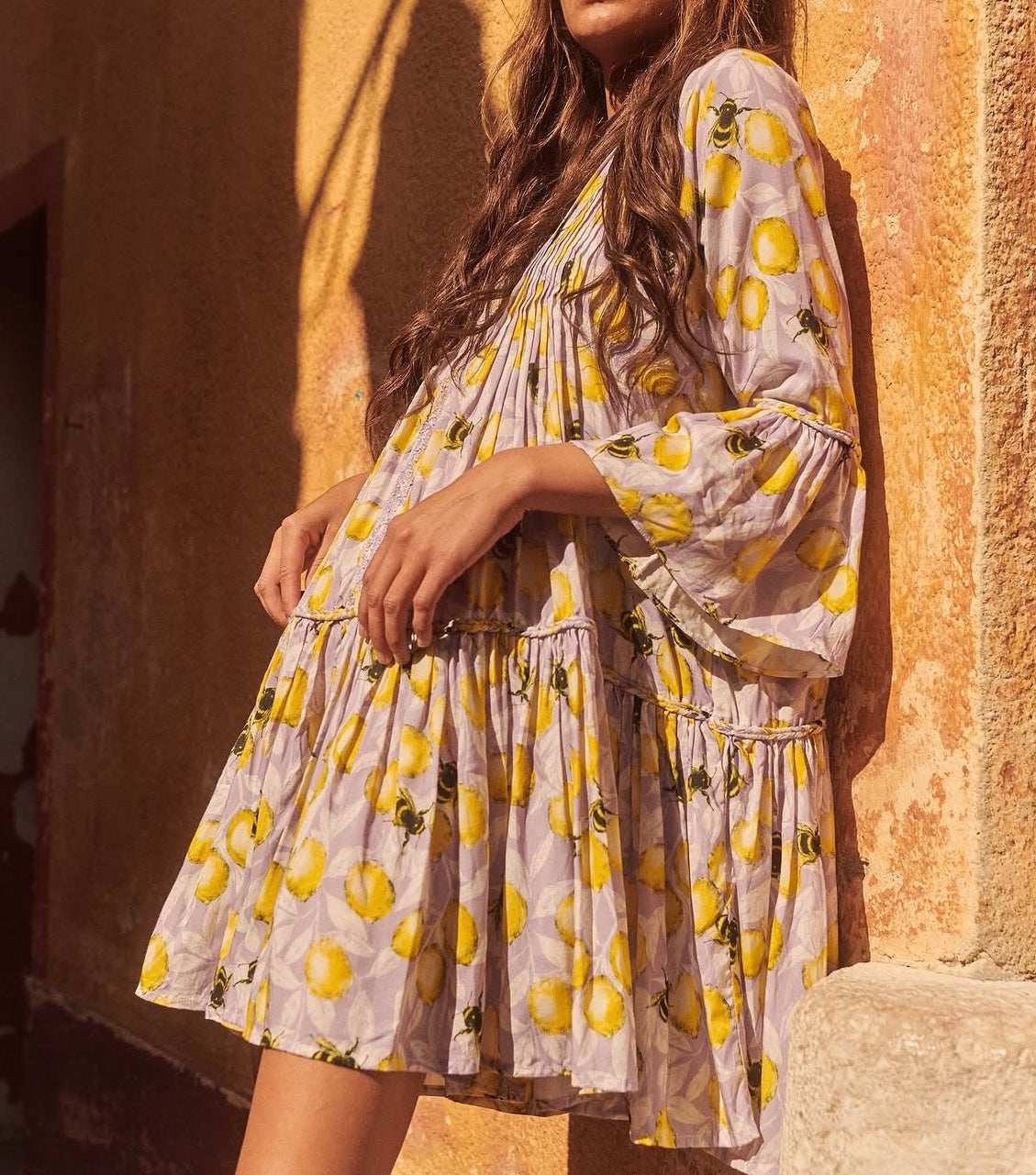 Taj by Sabrina Crippa Limoncello Bee mini swing dress , S