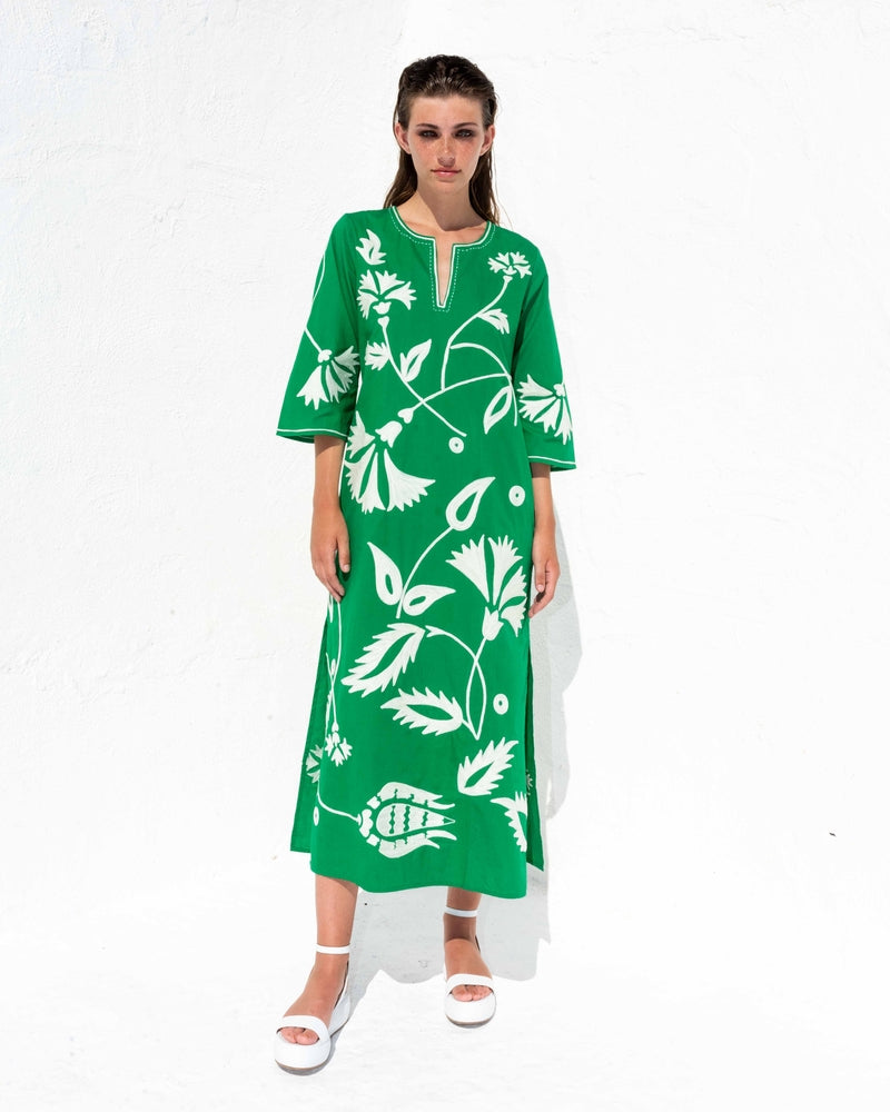 Ada Kamara Pomegranate long dress in green S uk8-10