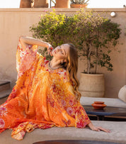 Kore Collections Orange Garden print kaftan One size