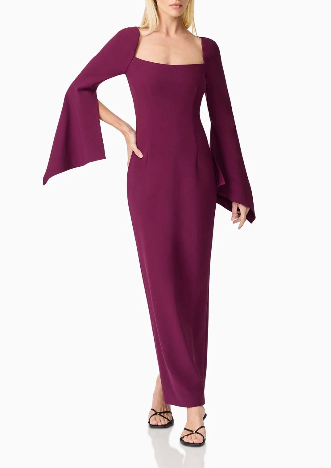Elliatt Theresa Long Sleeve Gown - Burgundy Size S/UK8