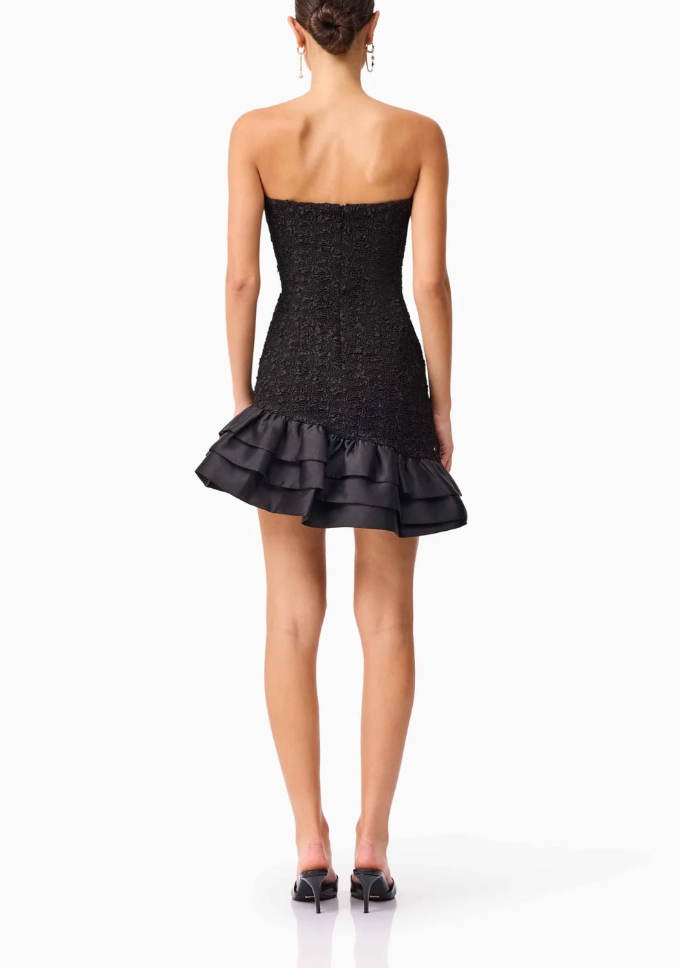 Elliatt Paloma Asymmetric Mini Dress - Black Size S/UK8