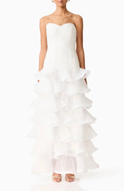Elliatt Evelin Tiered Gown - White Size S/UK8