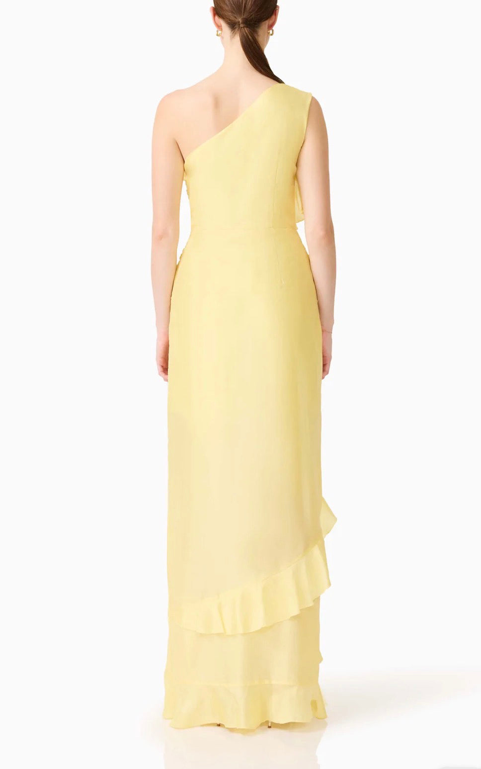 Elliatt Lucinda One Shoulder Gown - Lemon Yellow Size S/UK8