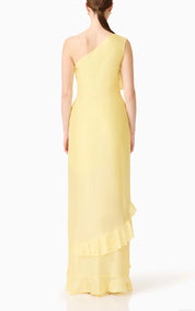 Elliatt Lucinda One Shoulder Gown - Lemon Yellow Size S/UK8