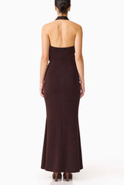 Elliatt Simone Cowl Neck Gown - Chocolate Brown Size S/UK8