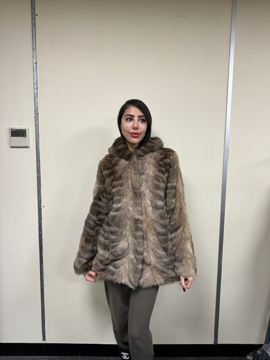 RUSSIAN SABLE JACKET WITH HOOD SIZE M-L