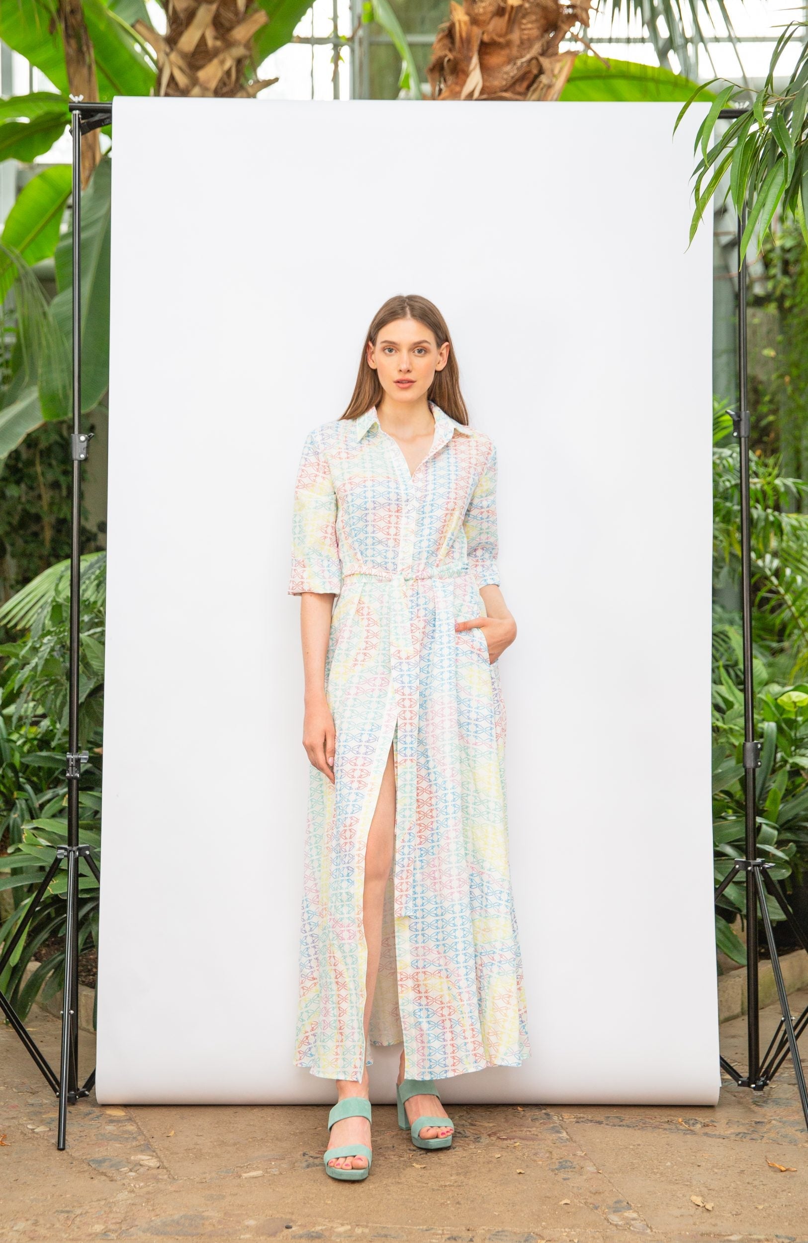 A Mere Co. -Multicolour Printed Maxi Shirt Dress