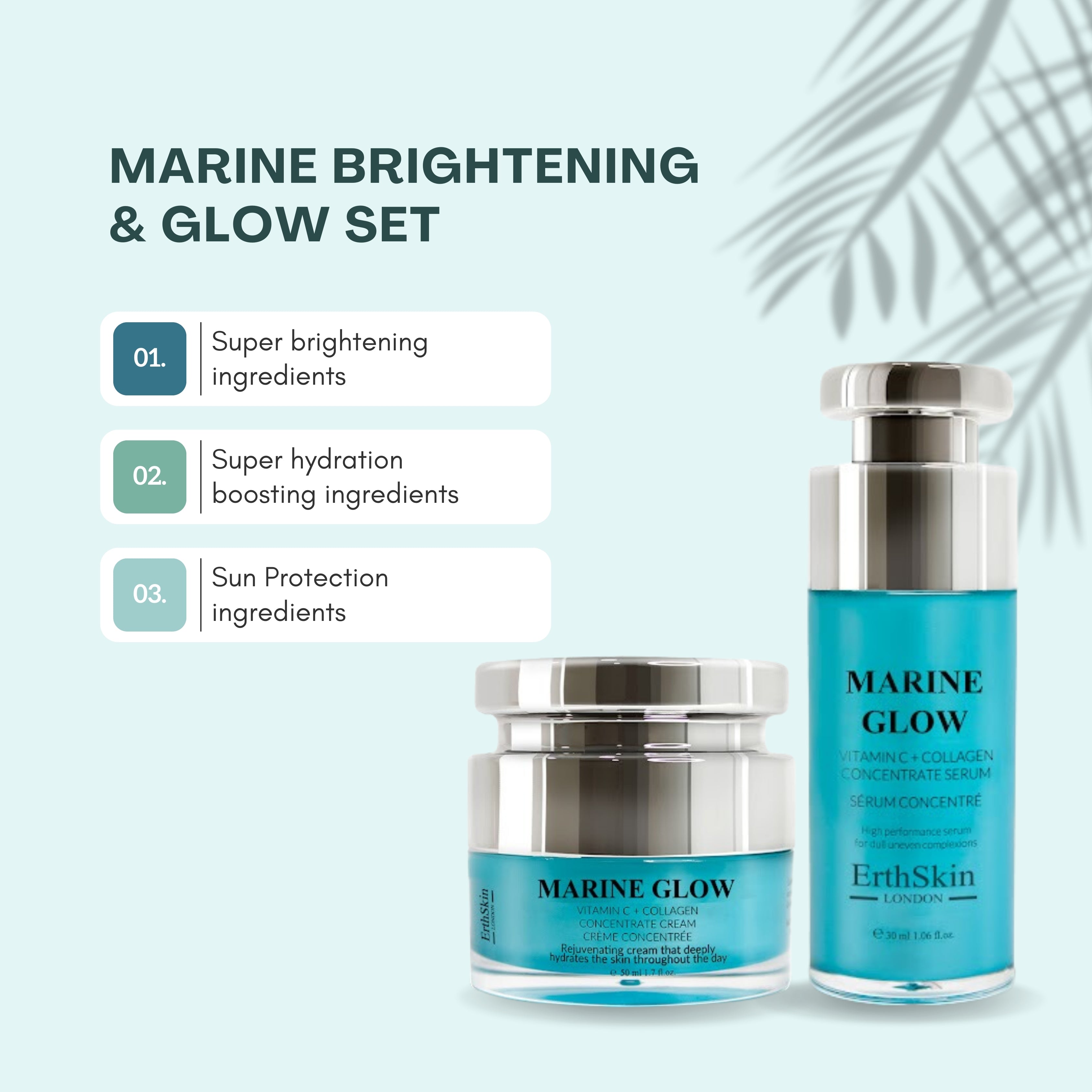 Marine Glow Vitamin C + Collagen Concentrate Serum 30ml+ Marine Glow Vitamin C Concentrate Cream 50ml