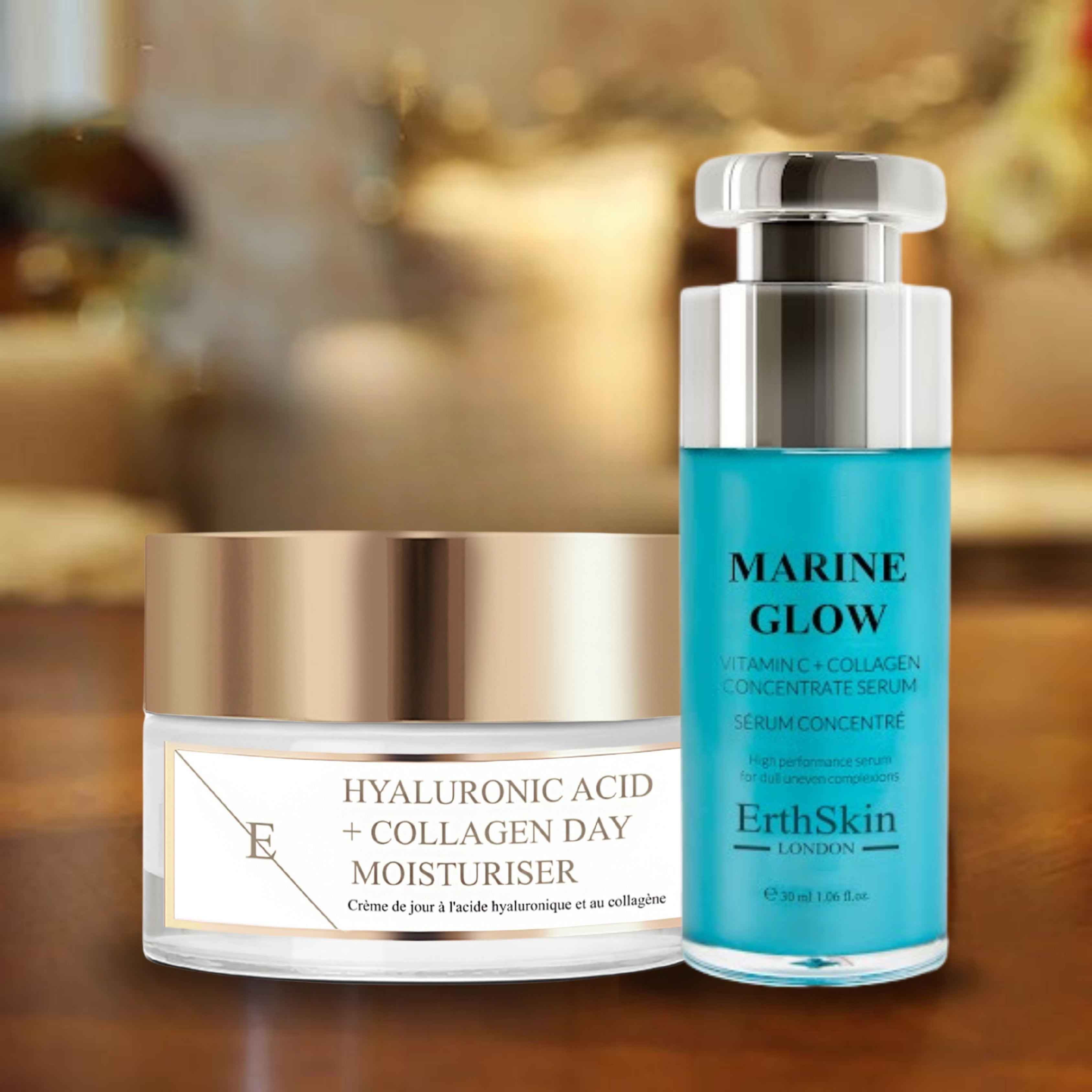 Hyaluronic Acid & Collagen Day Cream 50ml + Marine Glow Vitamin C + Collagen Concentrate Serum 30ml