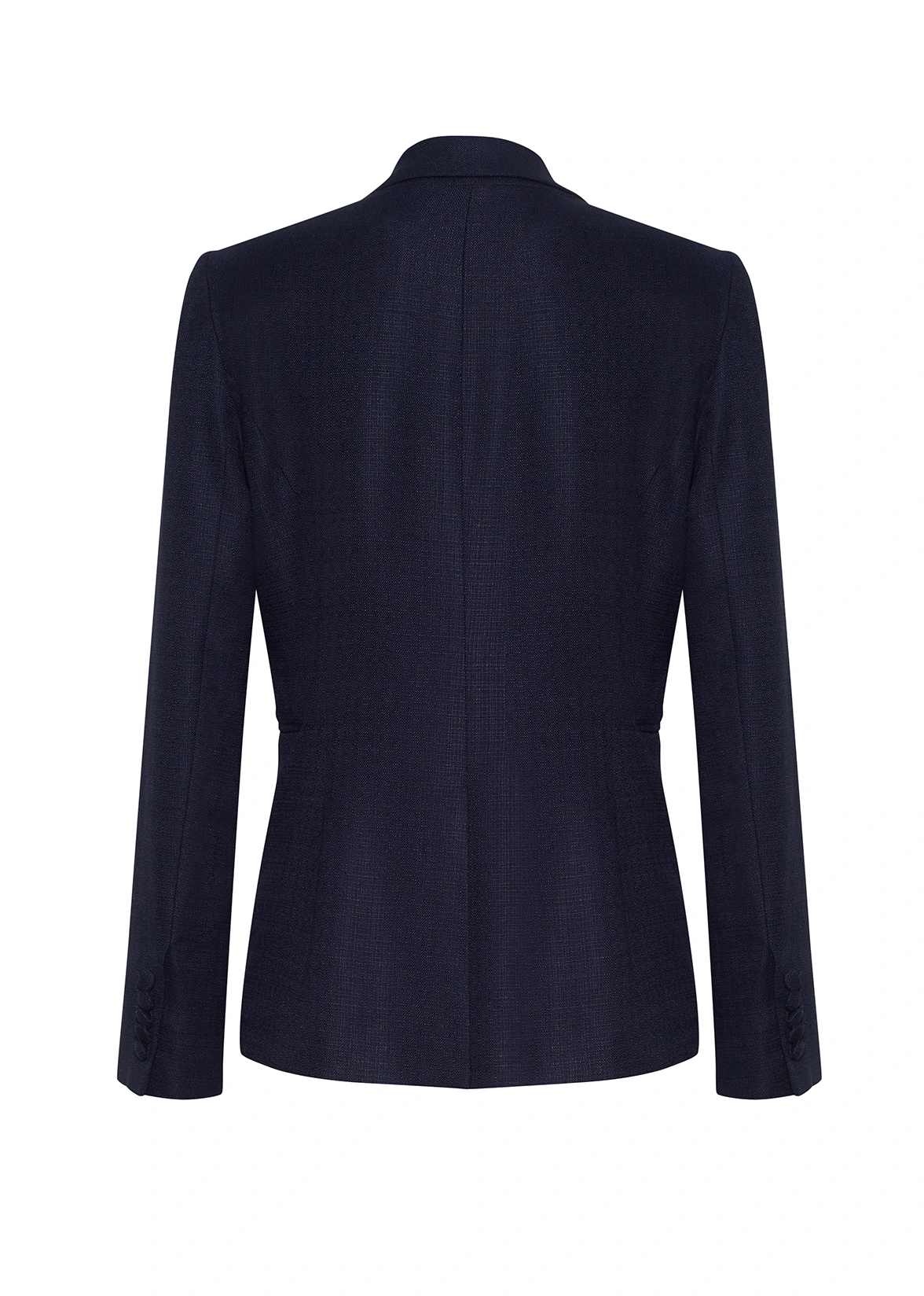 Ghost image of the back of the Single Breasted Blazer in Stretch Canvas in navy.