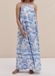 Desmond & Dempsey - LOXODONTA Blue Square Nightie - Size S