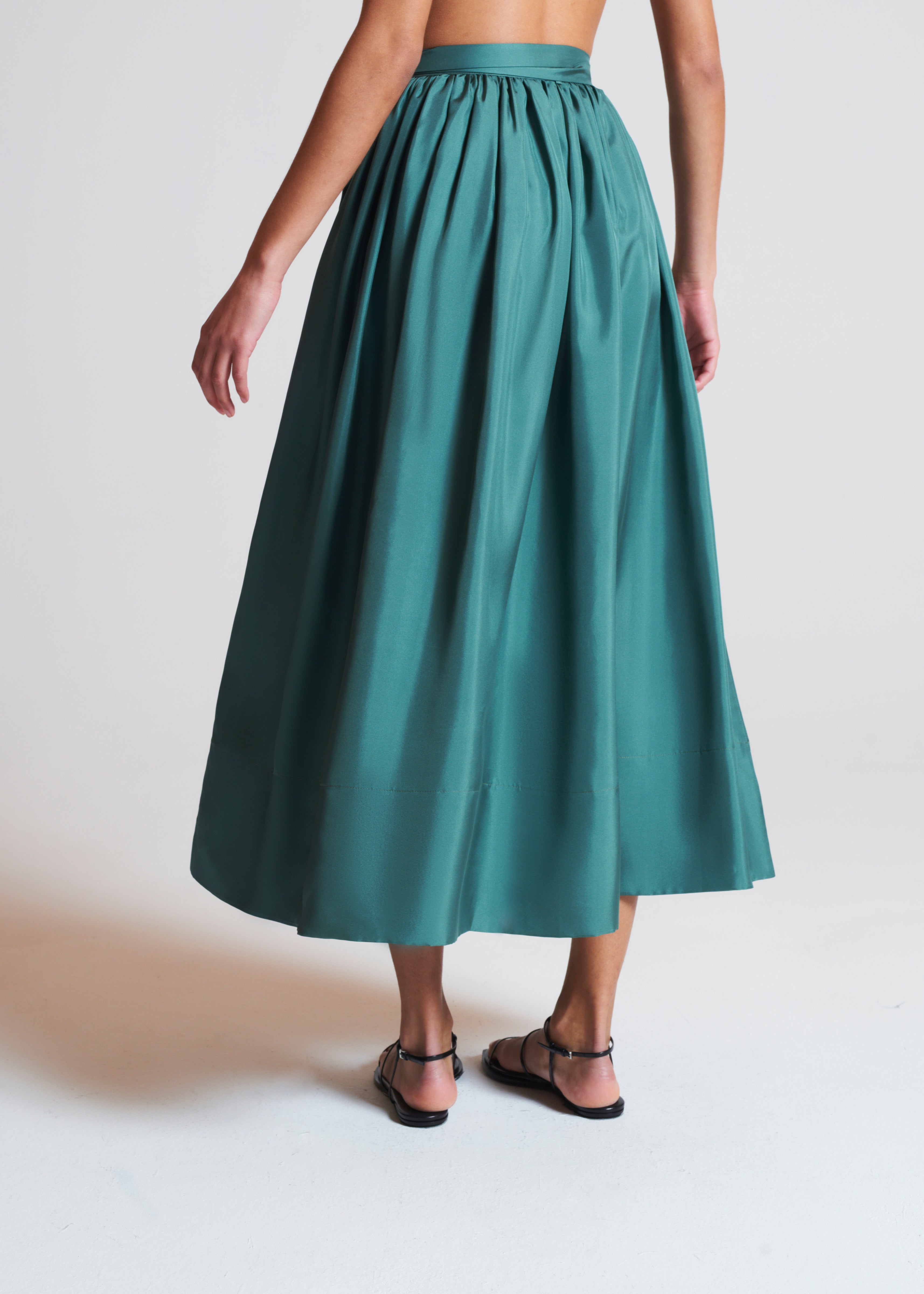 Coco Lake Blue Silk Twill Skirt