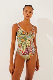 Agua de coco Palm Trees Crisscrossed Bust Strappy One Piece M08A1278