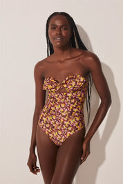 Agua de coco PINEAPPLE PEEL BANDEAU ONE PIECE WITH TIES