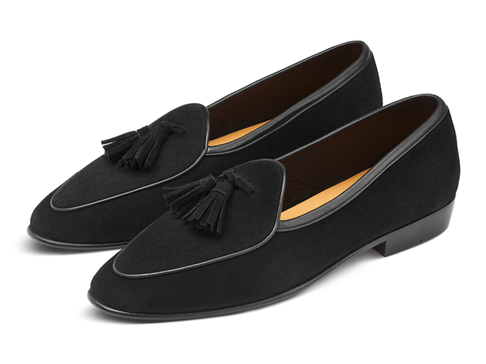 Sagan Classic Tassel Loafers in Obsidian Black Asteria Suede with Grip