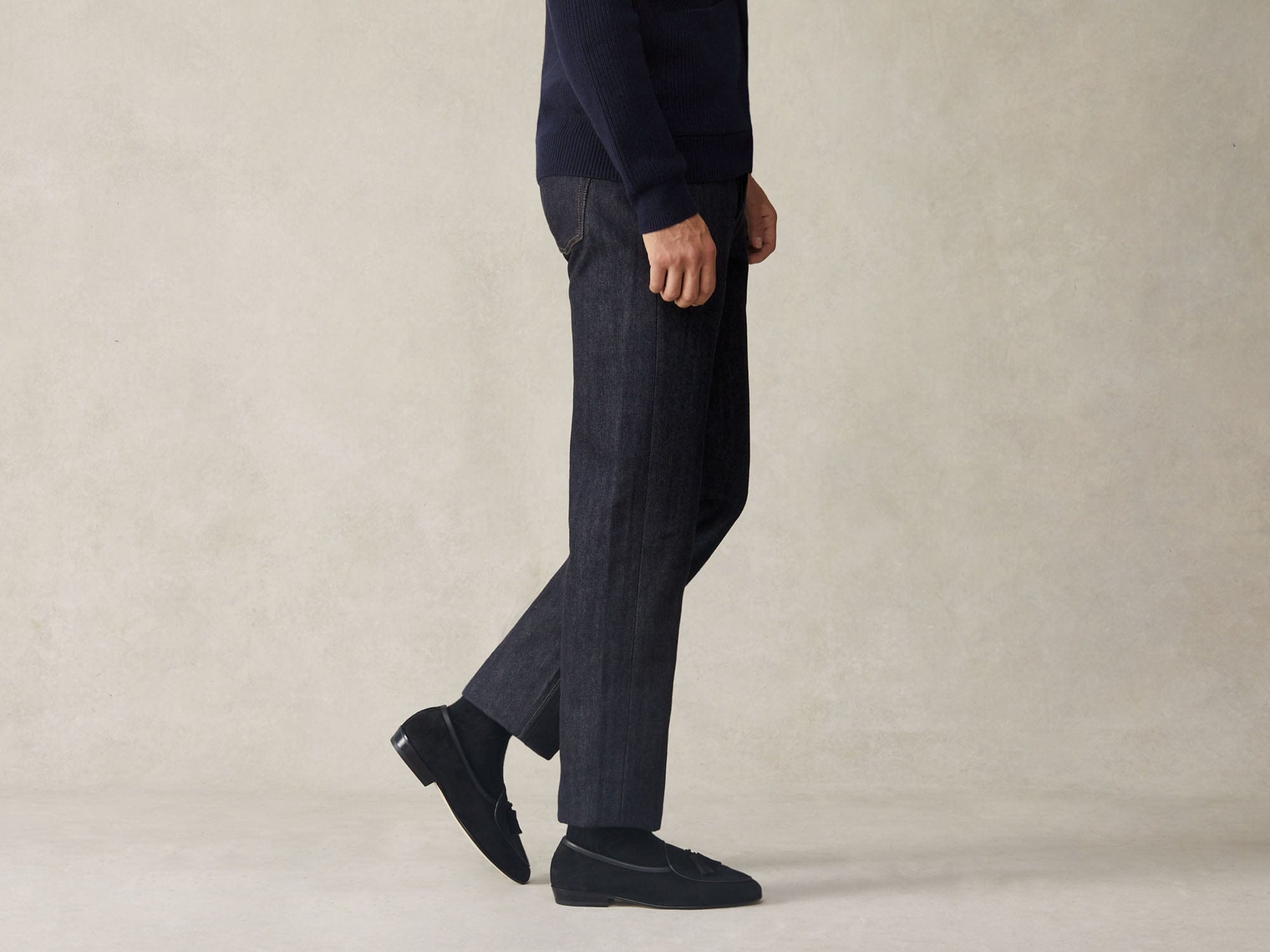 Sagan Classic Tassel Loafers in Obsidian Black Asteria Suede with Grip