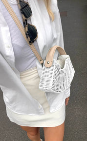 White Mini Fan & Cream Handle