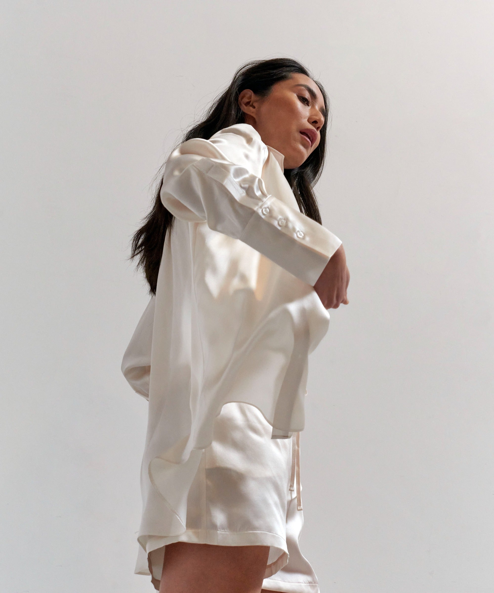 Ivory - Oversized Silk Shirt