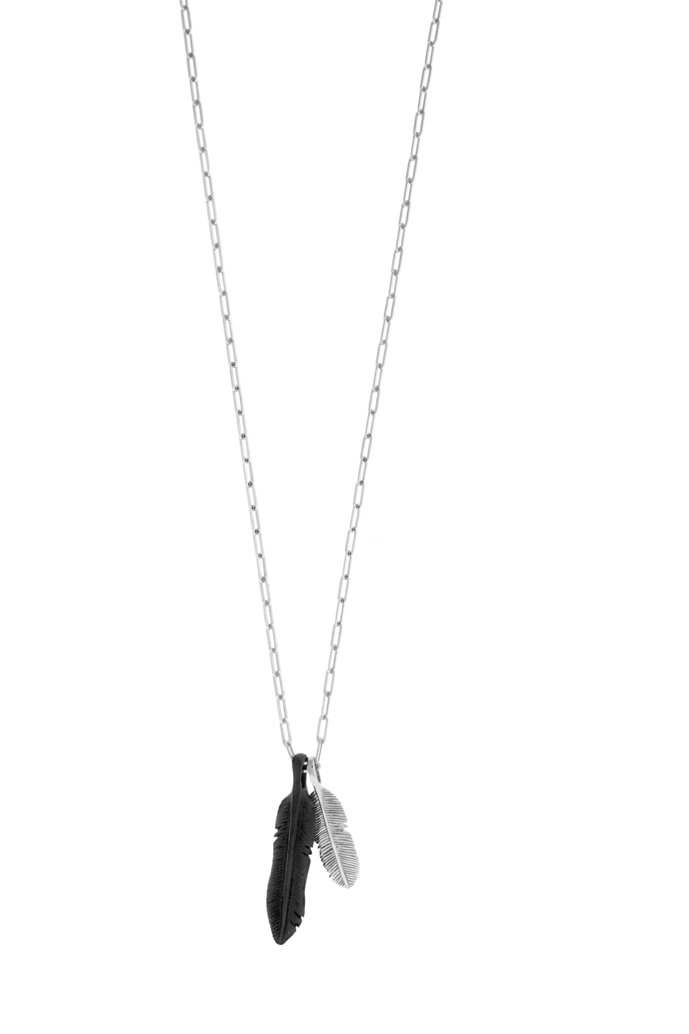 SILVER AND CARVED FEATHER - BLACK HORN