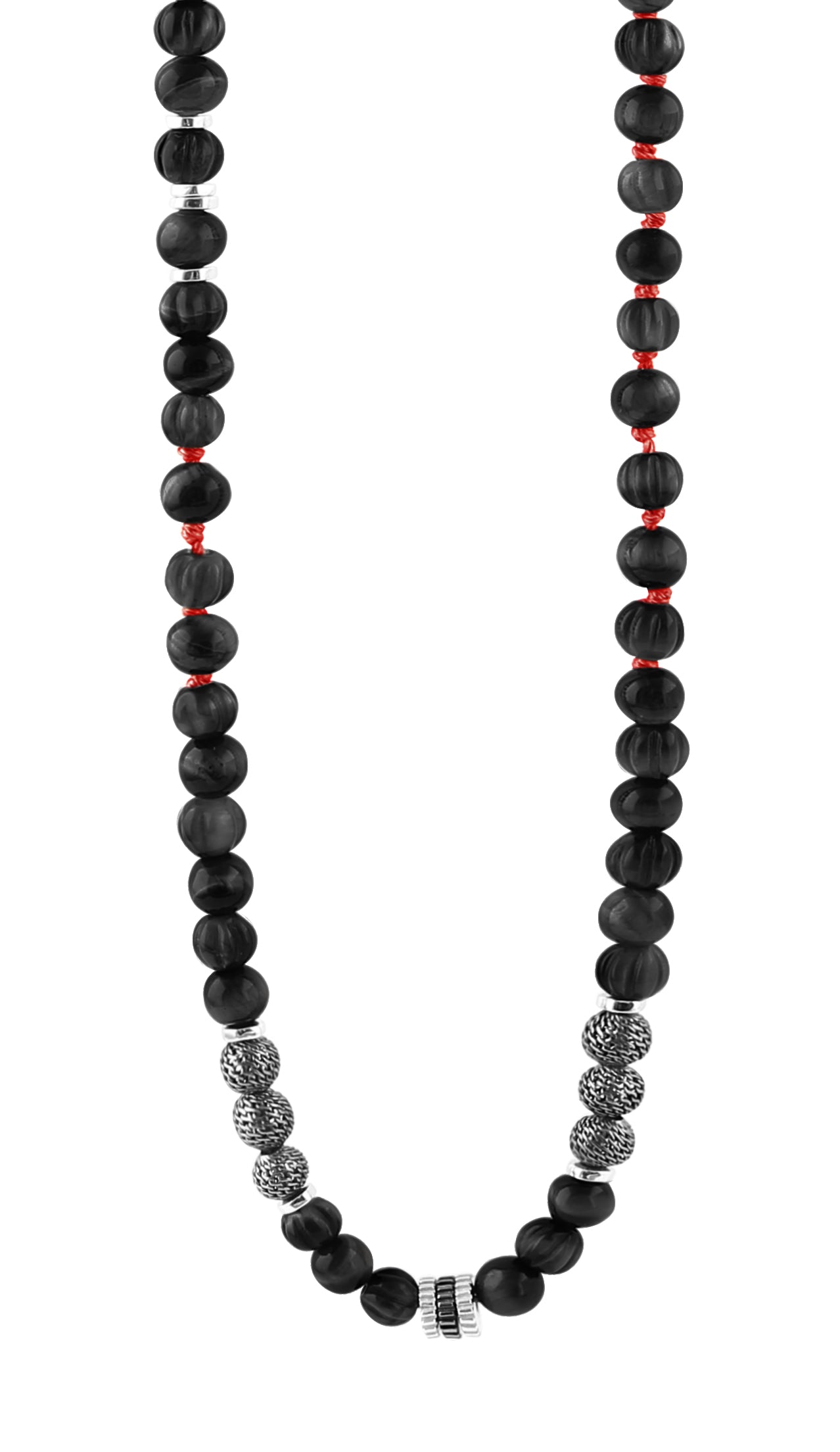 Tateossian Formentera Black Agate and Mesh Bead Gear Necklace