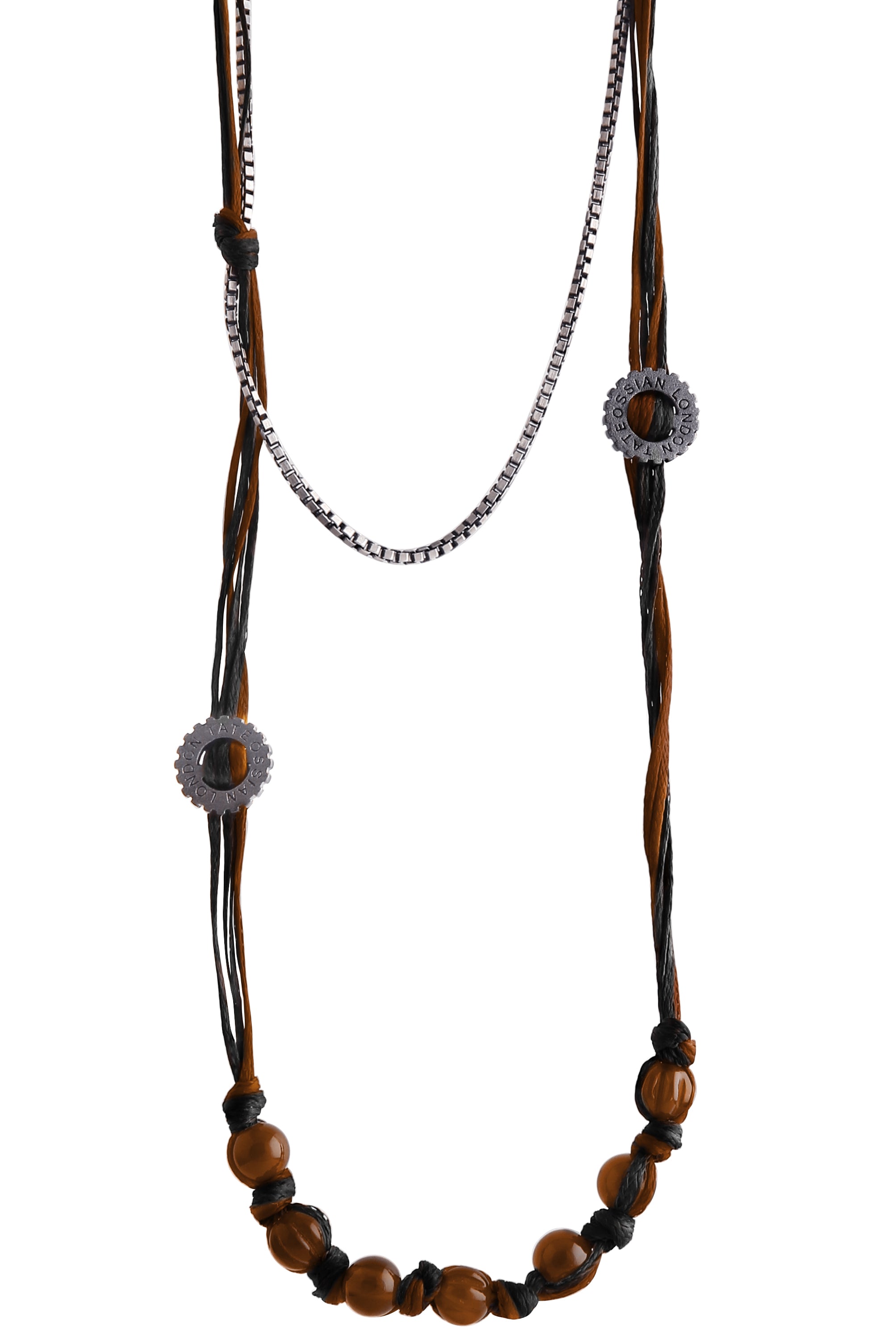Gear Elemental Silver Necklace - Brown Tiger Eye