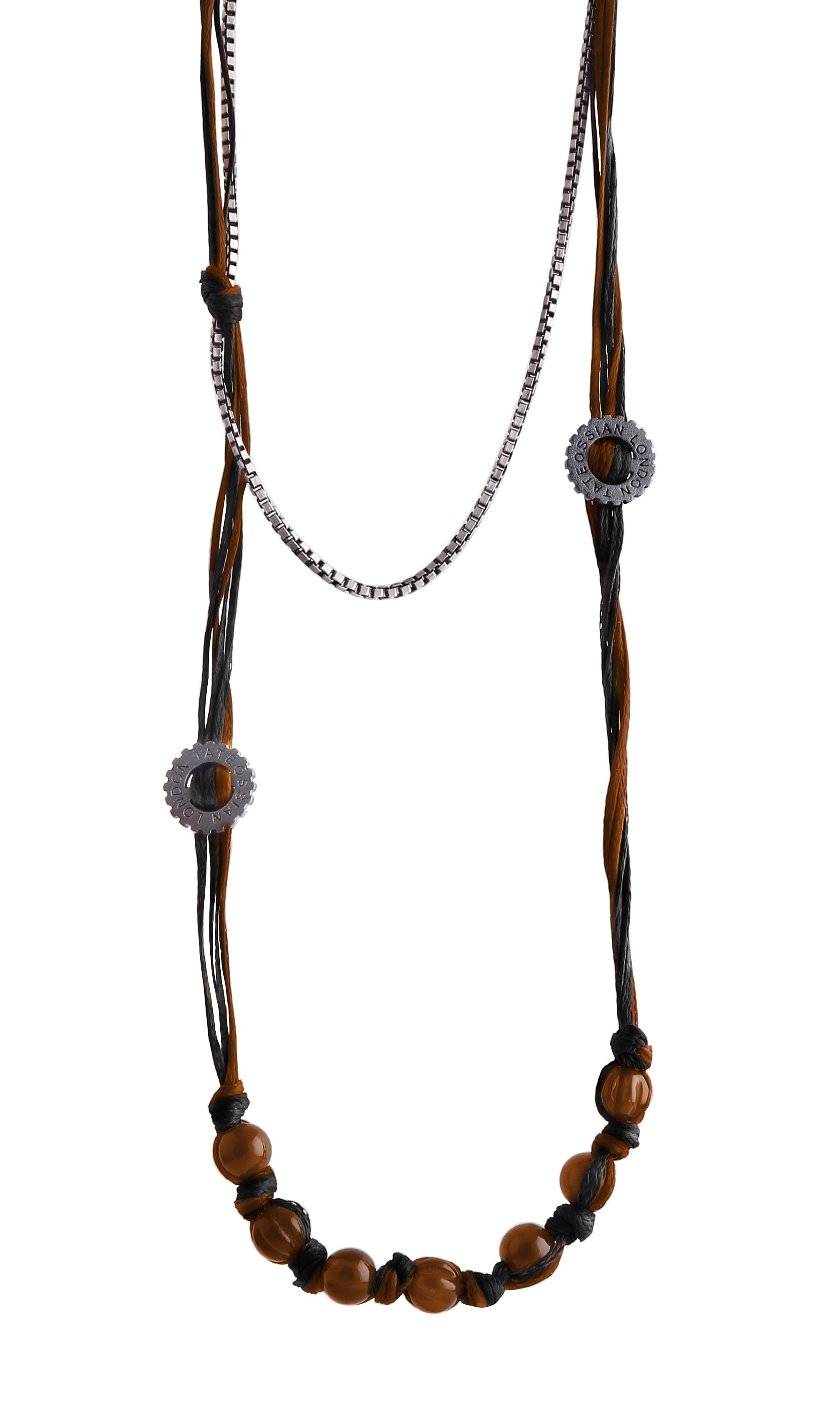 Gear Elemental Silver Necklace - Brown Tiger Eye