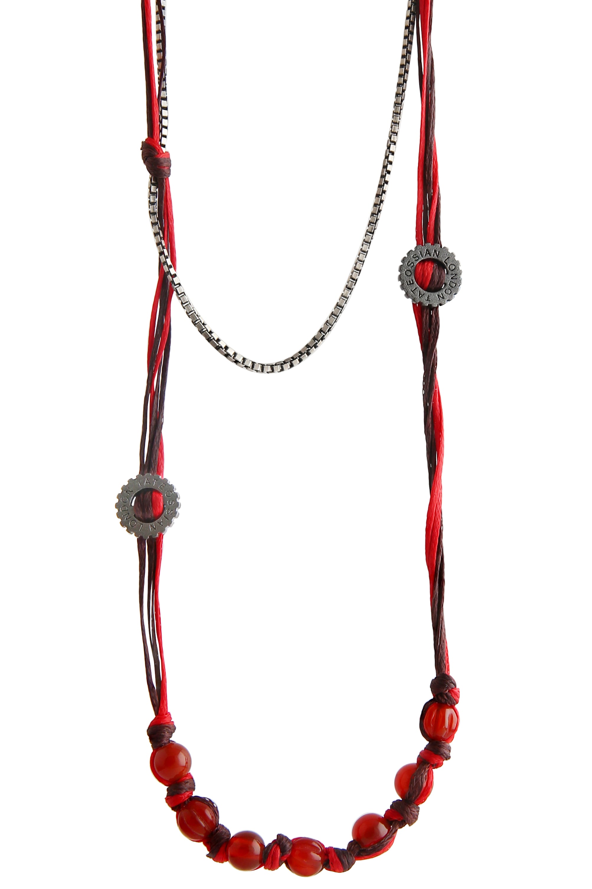 Gear Elemental Silver Necklace - Red Carnelian