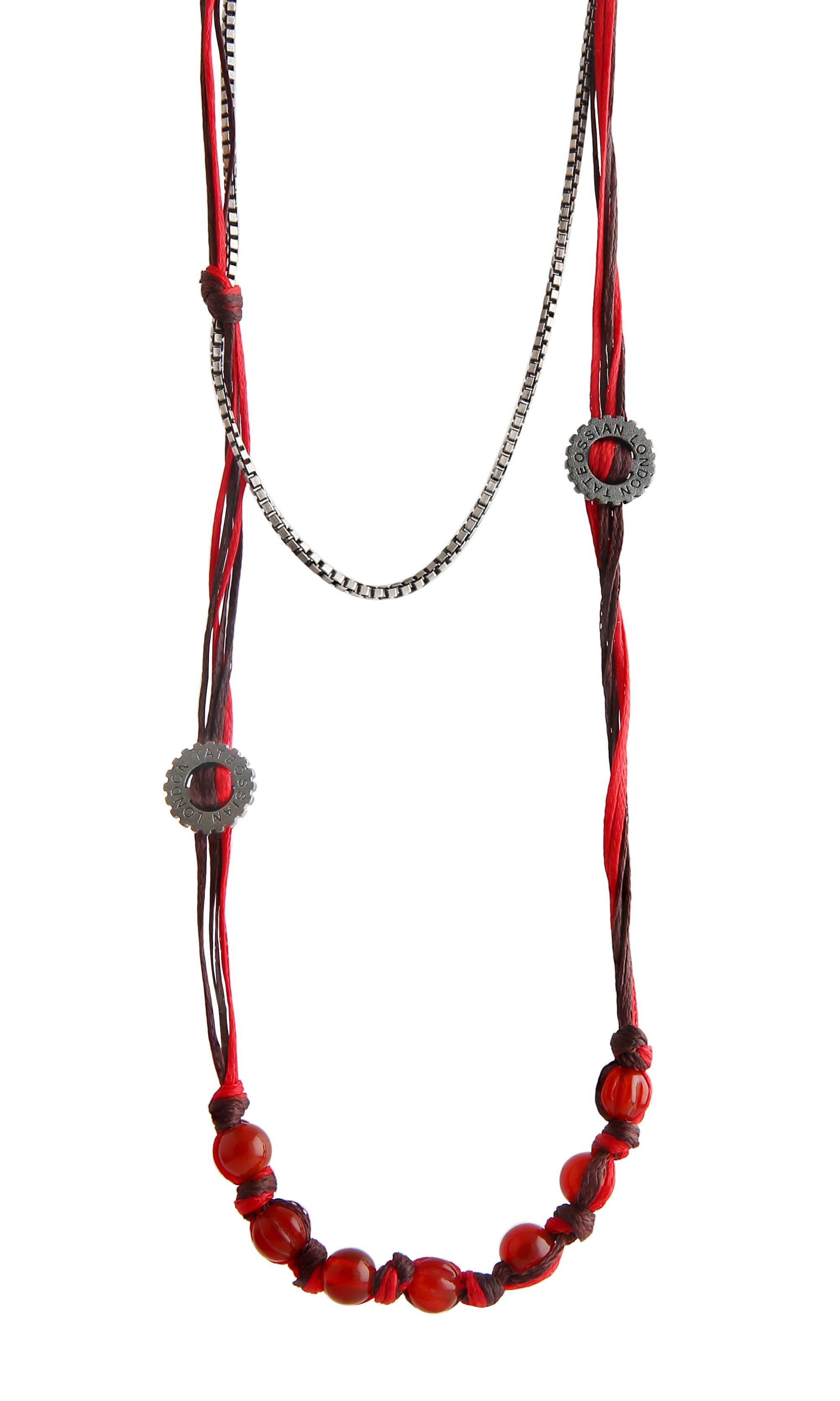 Gear Elemental Silver Necklace - Red Carnelian