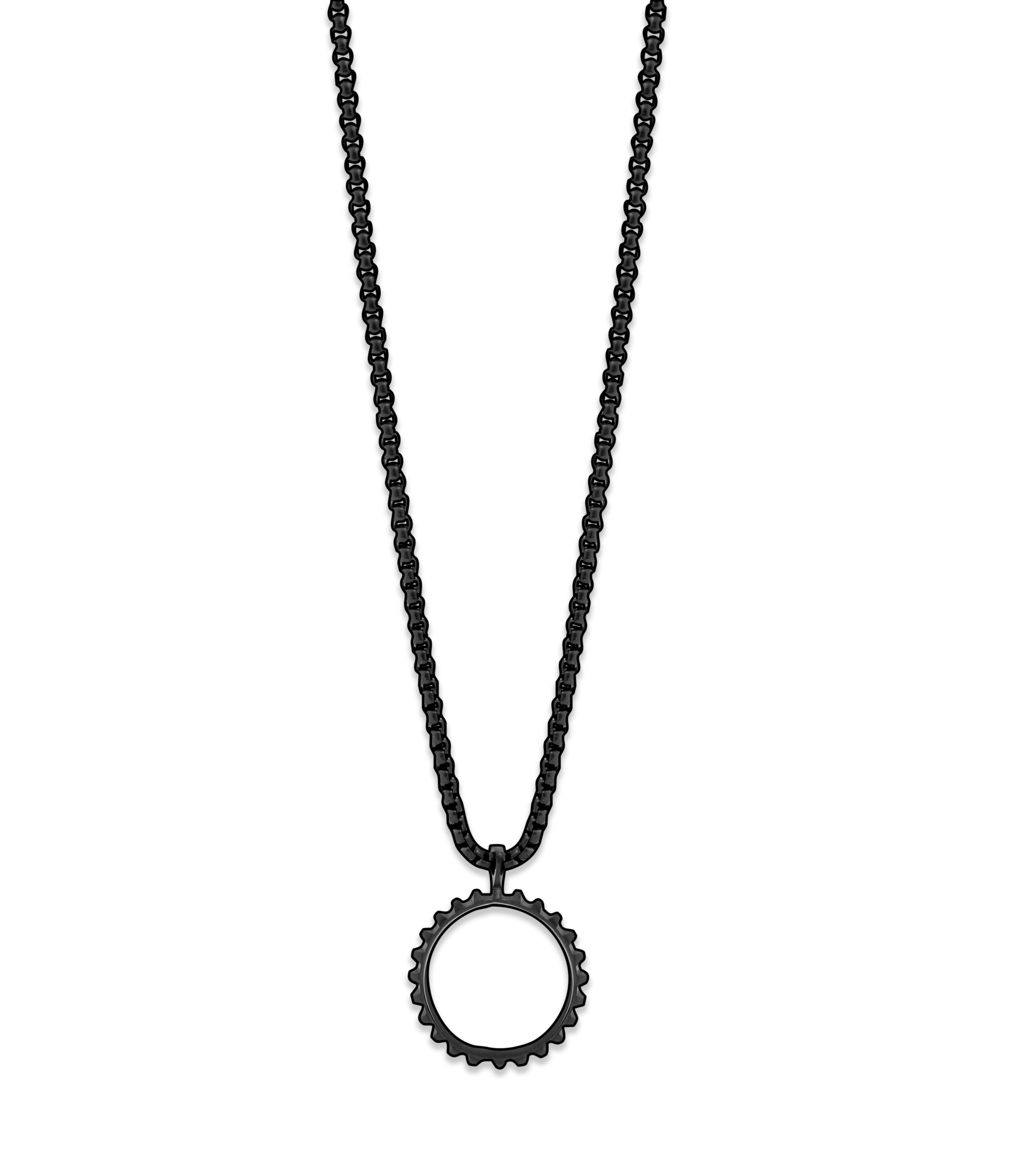 Tateossian Black IP plated stainless steel Lens Gear necklace