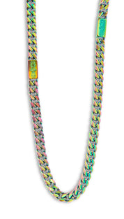 Tateossian Multi-Colour Iridescent Stainless Steel Kaleidoscope Amulet Necklace