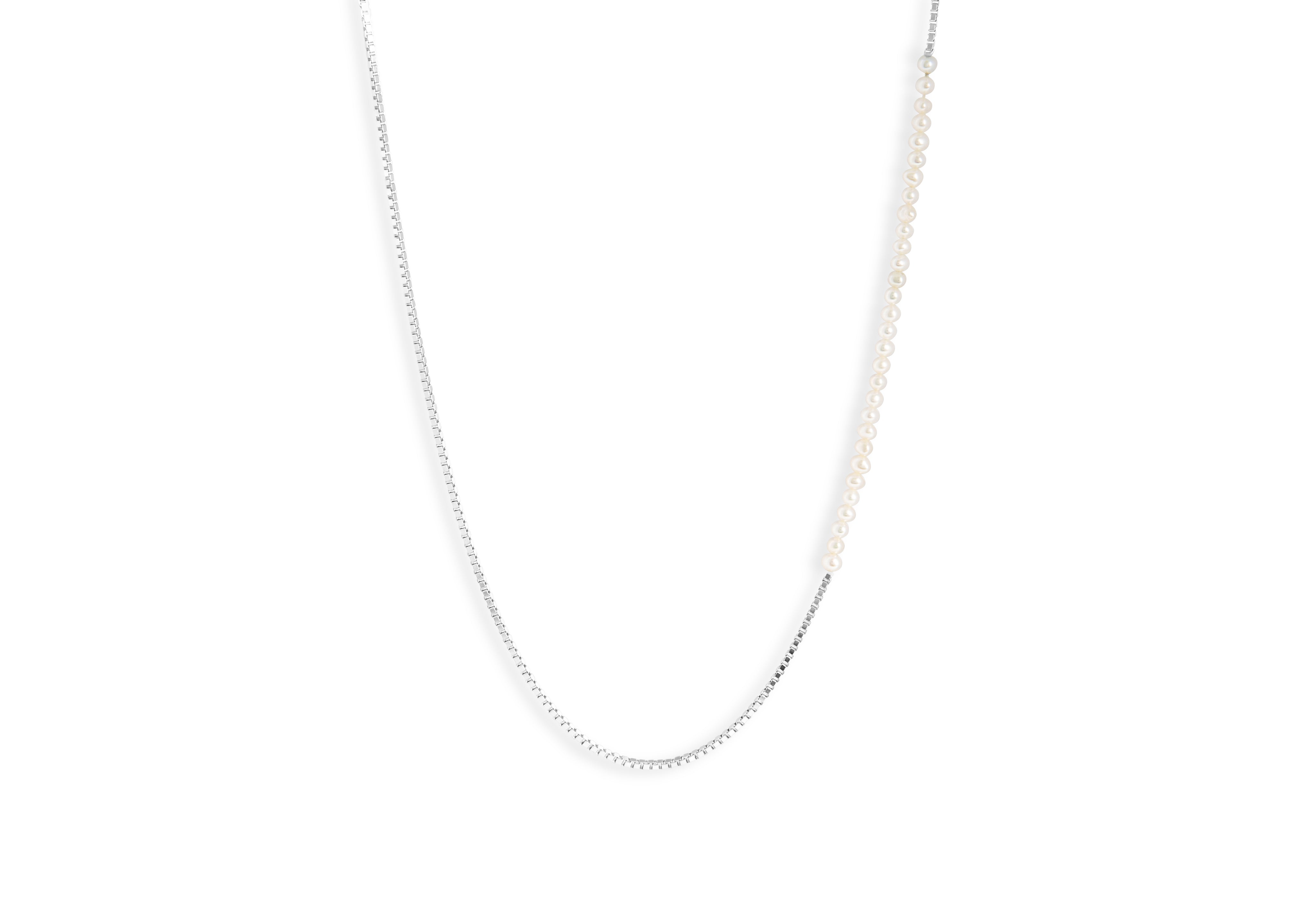 Tateossian Rhodium Plated Sterling Silver Poseidon Necklace with White Pearls