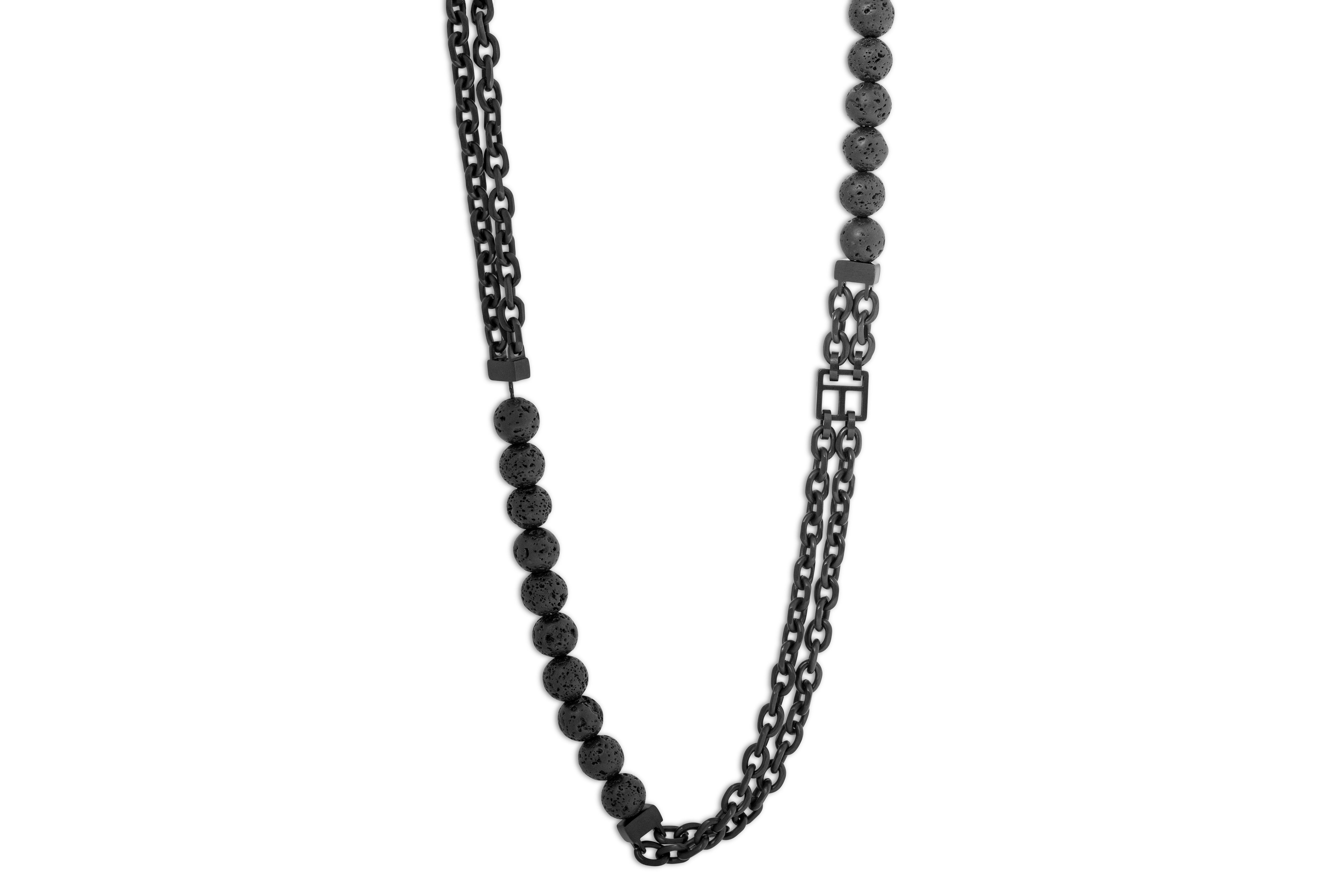 Tateossian IP Black Plated Stainless Steel Catena Isaac Necklace