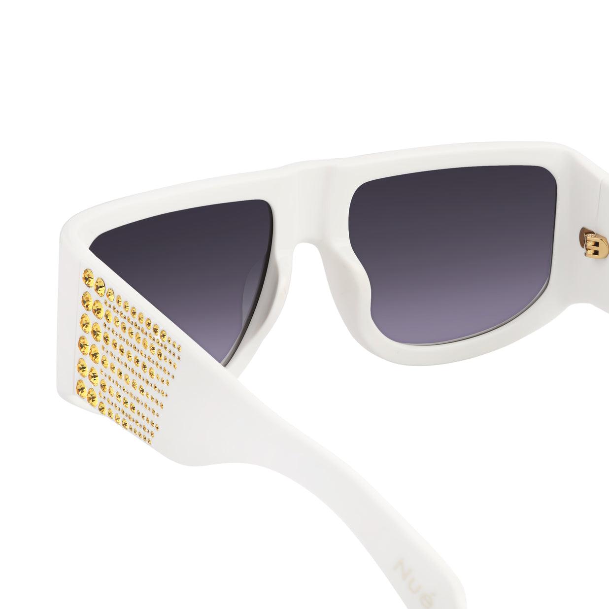 Nué Studio - IT GIRL SUNGLASSES IN WHITE WITH CRYSTALS - SAMPLE SALE LONDON 